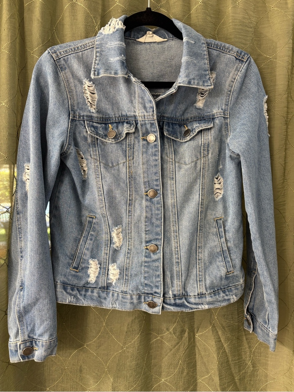 Ci Sono Light Blue Distressed Denim Jacket